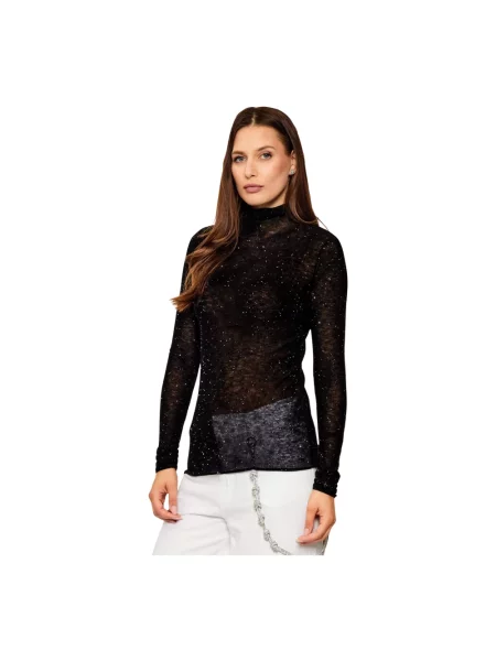 Lniany sweter z golfem Pinko czarny