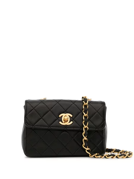 Prošívaná mini diamant crossbody kabelka Chanel Pre-owned černá