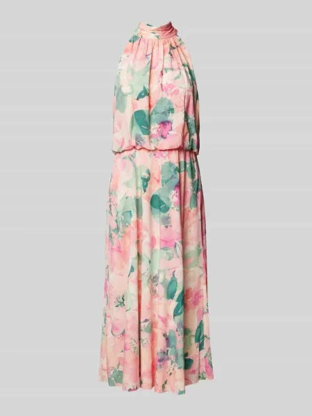 Sukienka koktajlowa o długości do kolan z wiązaniem na szyi Adrianna Papell różowa