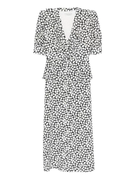 Rochie midi Alessandra Rich cu model floral cu imagine până la genunchi negru