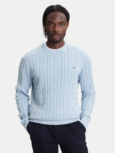 Пуловер Tommy Hilfiger мъжки от лека материя синьо