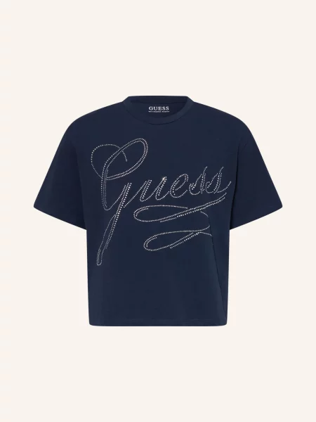 Guess Tričko S Ozdobnými Kamínky tmavě modrá