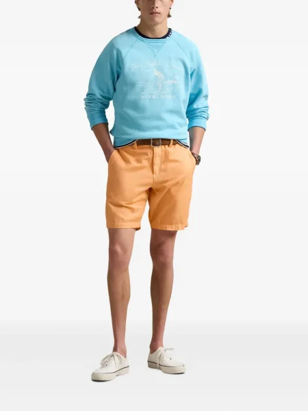 Tricou polo Polo Ralph Lauren cu dungi cu glugă de in albastru