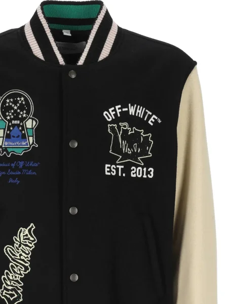 Geacă Off-white cu broderie alb