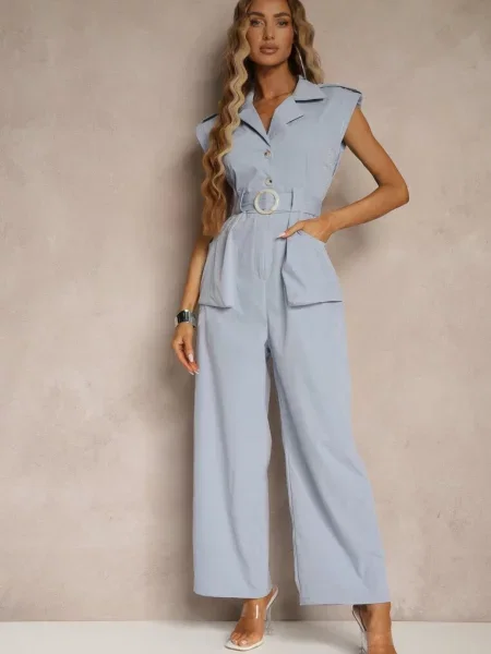 Kombinezon Taliowany Ozdobiony Cyrkoniami i Lumevarae niebieski