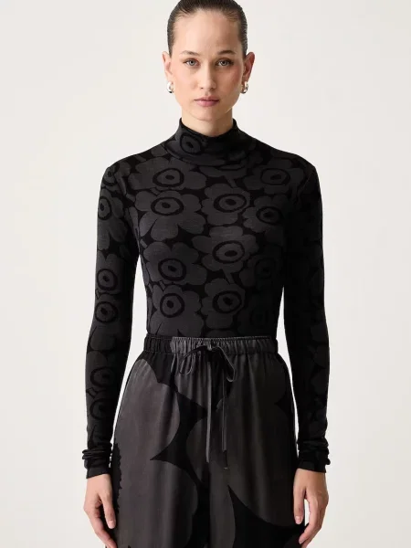 Tricou cu mânecă lungă Marimekko de lână negru