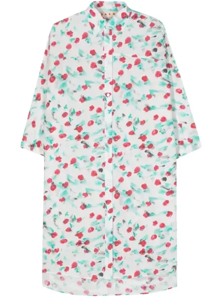 Rochie tip cămașă Marni cu imagine alb