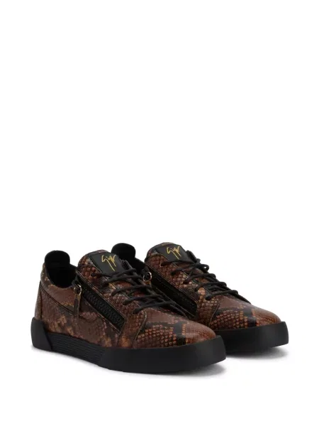 Kožené tenisky Giuseppe Zanotti Frankie s potiskem hnědé