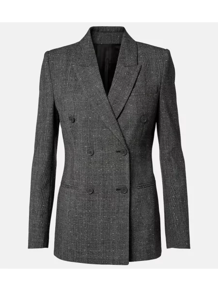 Sacou Mcqueen de lână în carouri gri