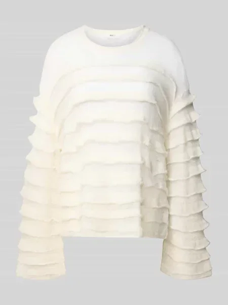 Sweter dzianinowy w warstwowym looku z okrągłym dekoltem Gina Tricot biały