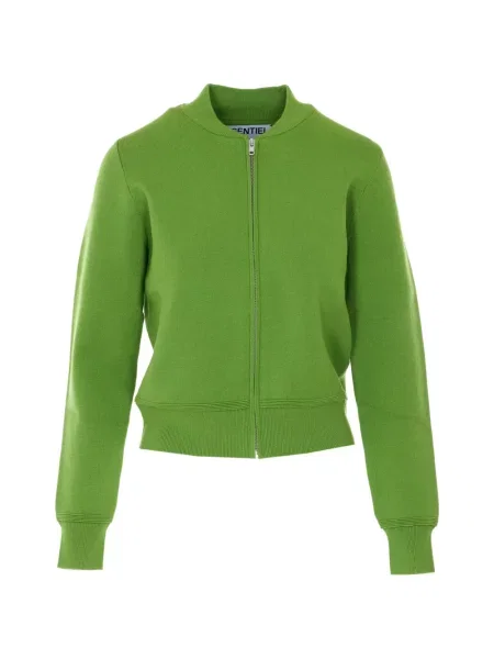 Geacă bomber Essentiel Antwerp cu broderie tricotate verde