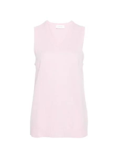 Вълнен вълнена жилетка Sportmax с V-образно деколте розово