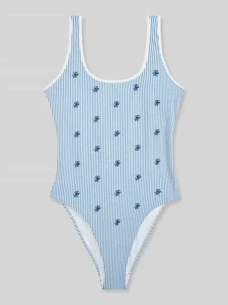 Strój kąpielowy z przeszyciem logo Tommy Hilfiger niebieski