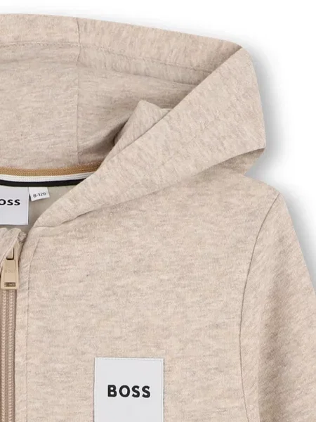 BOSS кофта на застібці з капюшоном дитяча з бавовною