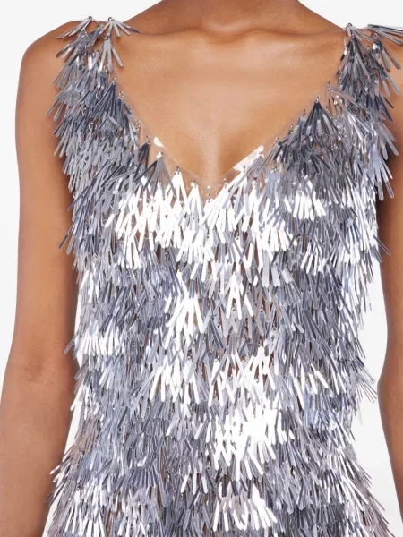 Rochie mini Rabanne cu paiete de costum argintiu