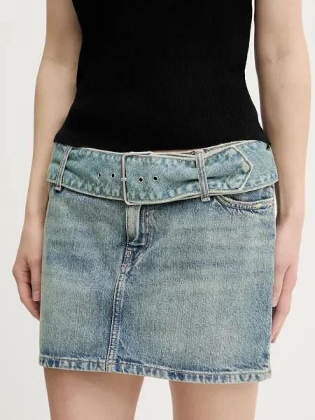 Hugo Blue fustă din denim mini drept albastru