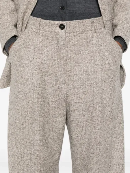 Pantaloni Mark Kenly Domino Tan din tweed plisate maro