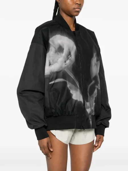Φλοράλ μπουφάν bomber Adidas By Stella Mccartney με σχέδιο μαύρο
