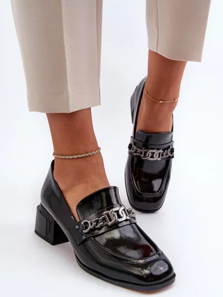 Маратонки S. Barski от лакирана кожа черно