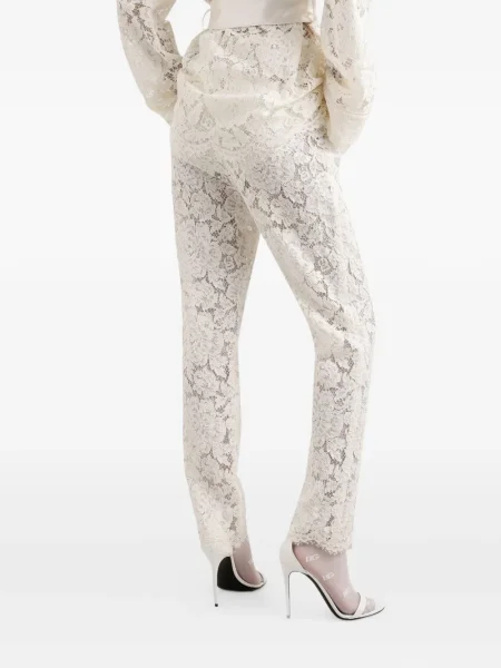 Pantaloni Dolce & Gabbana din dantelă alb