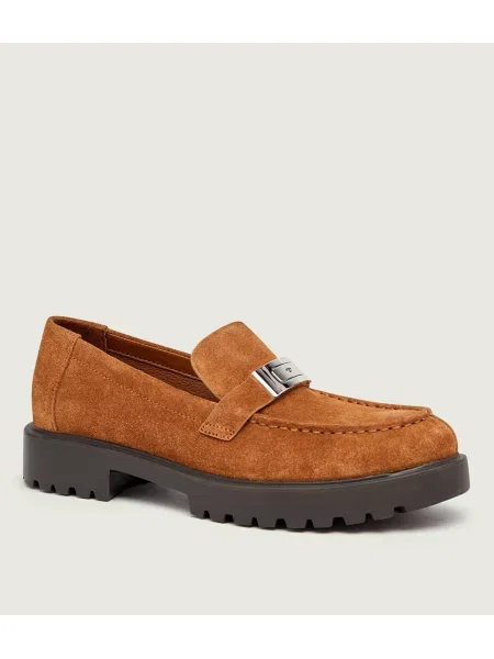 TORY BURCH Pantofi loafer Leelee Lug | piele întoarsă maro