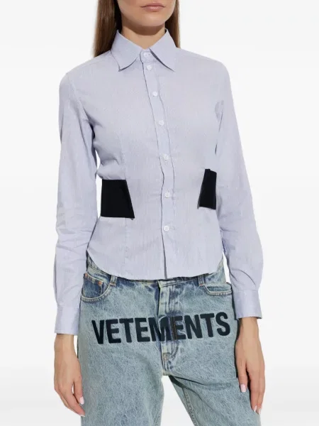 Cu centură cămașă Vetements cu dungi albastru
