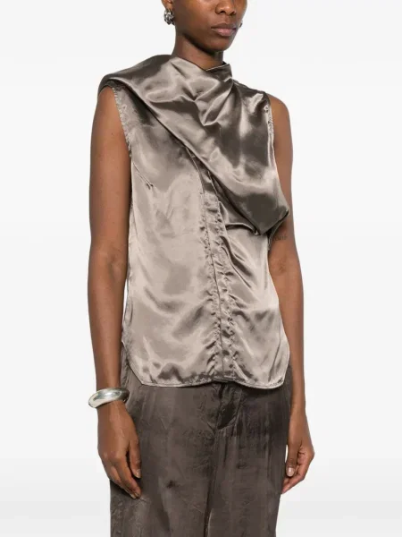 Top Rick Owens cu volane maro