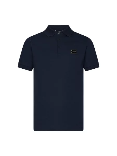 Koszulka polo Dolce And Gabbana z krótkim rękawem niebieska