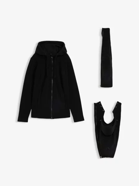 Bluza rozpinana z polaru 4 w 1 ze wstawkami do noszenia dziecka z przodu i z tyłu czarna