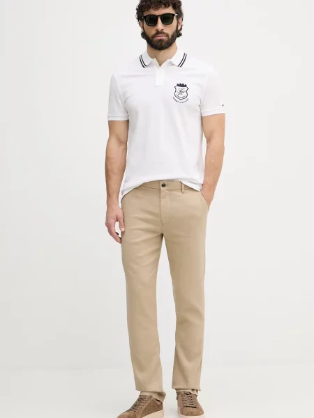 Tommy Hilfiger hlače z lanom bež