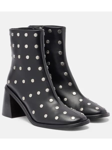 Cizme scurte Souliers Martinez din piele cu tepi negru