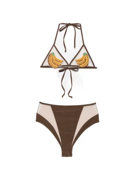 Bikini Mazzei cu gât halter maro