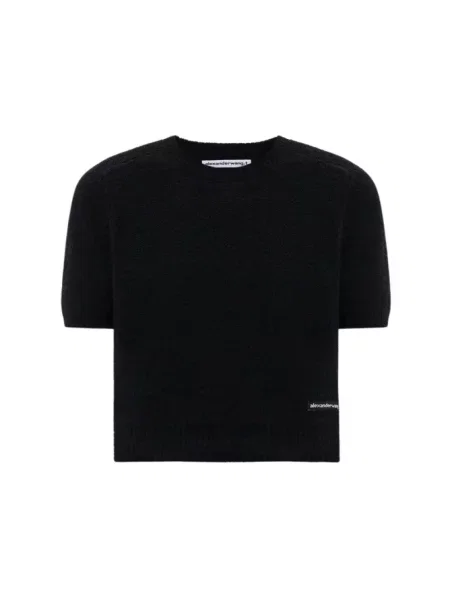 Krótka koszulka Alexander Wang z okrągłym dekoltem czarna