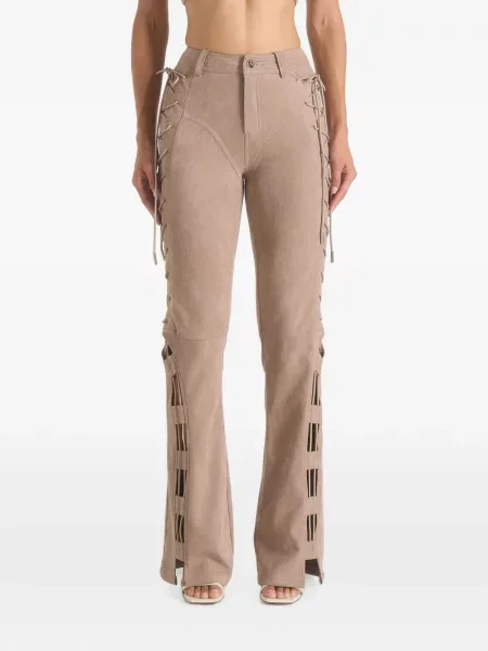 Pantaloni Manière De Voir cu șireturi din piele de căprioară evazate