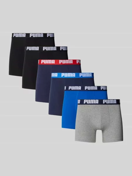 Obcisłe bokserki z mieszanki bawełny w zestawie 6 par model Everyday' Puma niebieskie