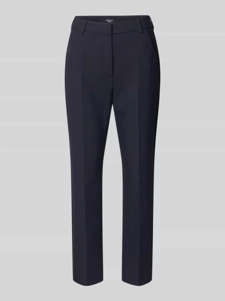 Spodnie z zakładkami w pasie o kroju slim fit z dodatkiem model „RANA” Weekend Max Mara granatowe