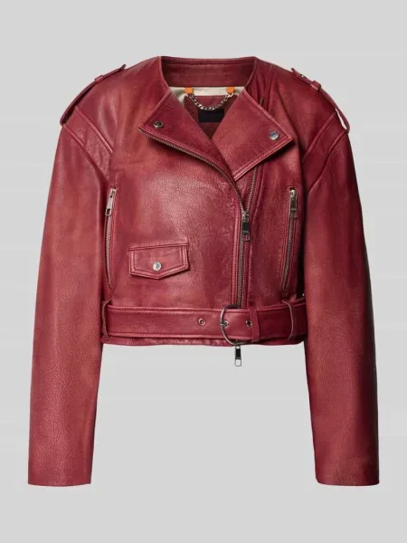 Kurtka skórzana o kroju regular fit z naturalnej skóry bawolej model ‘SADORA’ Boss Orange bordowa