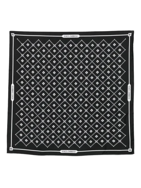 Fular Dolce & Gabbana de mătase cu imprimeu geometric negru