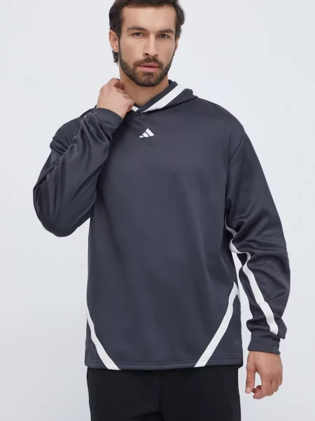 Суичър с качулка Adidas Performance с качулка с принт черно