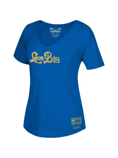 Scurt tricou Mitchell & Ness cu decolteu în V albastru
