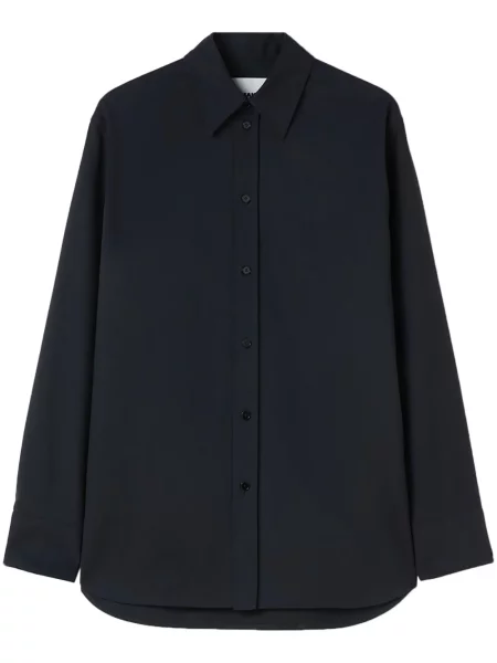 Cămașă Jil Sander de lână lungă albastru