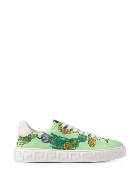 Sneakerși Versace din canvas verde