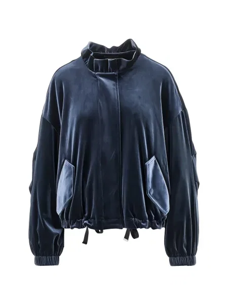Geacă Emporio Armani de catifea albastru