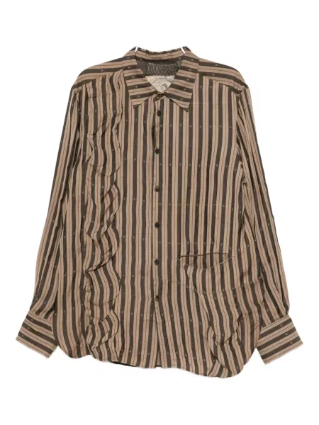 Pruhovaná košile Ziggy Chen hnědá