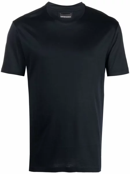 Krótka koszulka Emporio Armani z logo niebieska