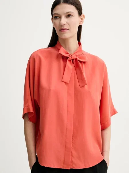 Marc O'Polo koszula z domieszką lnu pomarańczowa