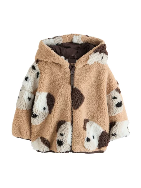 Next Jachetă fleece maro / maro cappuccino alb