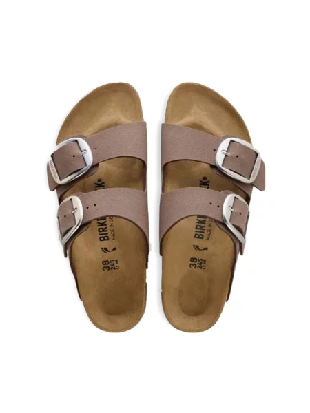 Klapki Birkenstock skórzane na sprzączkę brązowe