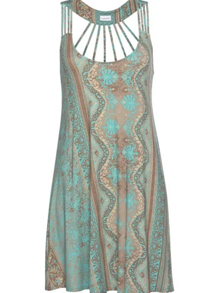 LASCANA Rochie de vară turcoaz / deschis maro