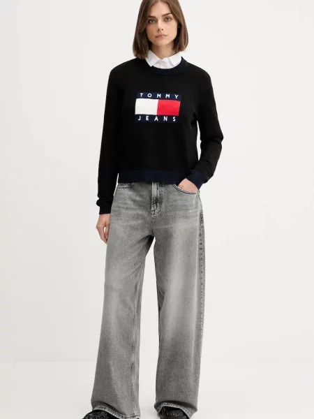 Tommy Jeans Pulover črna